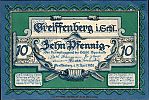 1920 AD., Germany, Weimar Republic, Greiffenberg (bank), Notgeld, collector series issue, 10 Pfennig, Grabowski/Mehl 470.1-1/3. Obverse