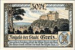 1921 AD., Germany, Weimar Republic, Greiz (town), Notgeld, collector series issue, 50 Pfennig, Grabowski/Mehl 471.1a-2/4. Reverse