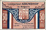 1920 AD., Germany, Weimar Republic, Grundhof in Angeln (municipality), Notgeld, contemporary fake, 50 Pfennig, Grabowski/Mehl 493.1-1/3. 04540 Obverse