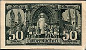 1921 AD., Germany, Weimar Republic, Halberstadt (town), Notgeld, collector series issue, 50 Pfennig, Grabowski/Mehl 504.2b-4/6. 20843 Reverse