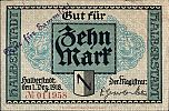 1918 AD., Germany, Weimar Republic, Halberstadt (town), Notgeld, currency issue, 10 Mark, Geiger 209.02b. 011958 Obverse