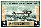 1921 AD., Germany, Weimar Republic, Hamburger Hallig (municipality), Notgeld, collector series issue, 1 Mark, Grabowski/Mehl 564.1a-2/2. 02303 Reverse