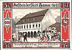 1921 AD., Germany, Weimar Republic, Hamm (town), Notgeld, collector series issue, 50 Pfennig, Grabowski/Mehl 568.4-9/12. Reverse