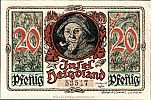 1921 AD., Germany, Weimar Republic, Helgoland (Spar- und Leihkasse), Notgeld, collector series issue, 20 Pfennig, Grabowski/Mehl 595.1a-1/2. 53547 Reverse
