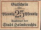 1920 AD., Germany, Weimar Republic, Helmbrechts (town), Notgeld, currency issue, 25 Pfennig, Tieste 2925.05.45. Reverse