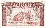 1919 AD., Germany, Weimar Republic, Hermsdorf (municipality), Notgeld, currency issue, 25 Pfennig, Grabowski H29.3b. 34270 Obverse