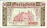 1919 AD., Germany, Weimar Republic, Hermsdorf (municipality), Notgeld, currency issue, 50 Pfennig, Grabowski H29.3c. 43072 Obverse
