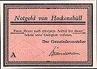 1921 AD., Germany, Weimar Republic, HockensbÃ¼ll (municipality), Notgeld, collector series issue, 50 Pfennig, Grabowski/Mehl 614.1b 1/6. Obverse