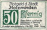 1921 AD., Germany, Weimar Republic, Holzminden (town), Notgeld, collector series issue, 50 Pfennig, Grabowski/Mehl 625.1-2/14. Obverse