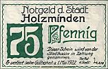 1921 AD., Germany, Weimar Republic, Holzminden (town), Notgeld, collector series issue, 75 Pfennig, Grabowski/Mehl 625.1-3/14. Obverse