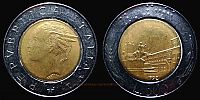 1992 AD., Italy, Rome mint, 500 Lire, KM 111. 