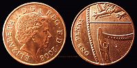 2008 AD., Great Britain, Elizabeth II, 1 Penny, KM 1107.
