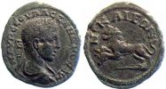 Nikaia in Bithynia, 222-235 AD., Severus Alexander, Assarion, Lion jumping.