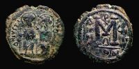 573-574 AD., Justin II, Constantinopolis mint, Follis, Sear BC 360.