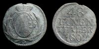 1802 AD., German States, Saxony, Friedrich August III, Dresden mint, moneyer Johann Ernst Croll, 1/48 Taler, KM 966.