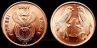 South Africa, 2001 AD., Republic, South African mint, 1 Cent, KM 221. 