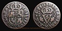 1710 AD., Spain, Felipe V, Valencia mint, Seiseno, KM 248.