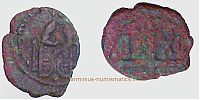 1130 - 1154 AD., Italy, Crusader States, Normans of Sicily, Roger II as king, Messina mint, Follaro, Spahr 77.