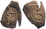 1641-2 AD., Spain, Felipe IV, Toledo mint, Ã† 8 Maravedis countermarked, Cayon p. 630, 5077 / 5085.