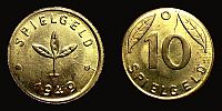 1949-1970 AD., Germany, Federal Republic, Gaming Money, 10 (Pfennig), cf. KM 103.