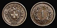 Switzerland, 1910 AD., Bern mint, 1 Rappen, KM 3.2 