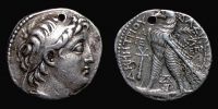 Tyros in Phoenicia,  128-127 BC., Demetrios II Nikator, second reign, Tetradrachm, Newell 166.