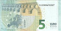 European Union, European Central Bank, Pick 20t. 5 Euro, 2013 AD. Printer: Central Bank of Ireland, Dublin, Ireland, T003B6-TC2389670327 Reverse 