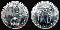 1986 AD., Germany, German Democratic Republic, 100th anniversary birth of Ernst Thälmann commemorative, Berlin mint, 10 Mark, KM 109.