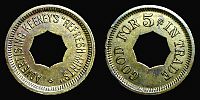 United States, 1930-39 AD., Chicago, Illinois, Keeney's Refresh Mints, 5 Cents Advertising Token, TokenCatalog 69327.