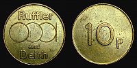 1970-1990 AD., Great Britain, Slot Machine Token, Ruffler and Deith, London, 10 Pence.