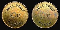 1963-2000 AD., Great Britain, Bell Fruit gaming token for amusement machines, 10 Pence, TC-289418. 