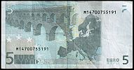 European Union, European Central Bank, Pick 8m(1). 5 Euro, 2009 AD. Printer: Valora S.A., Carregado, Portugal, U005B2-M14700755191 Reverse 
