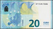 European Union, European Central Bank, Pick 22u. 20 Euro, 2015 AD., Printer: Banque de France, ChamaliÃ¨res, France, U022G6-UF1548410686 Reverse 
