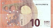European Union, European Central Bank, Pick 21u. 10 Euro, 2014 AD., Printer: Banque de France, ChamaliÃ¨res, France, UB2334298916-U012D2 Reverse