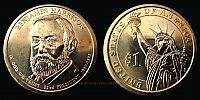 United States, 2012 AD., Presidential dollar series, Benjamin Harrison issue, Philadelphia mint, 1 Dollar, KM 526.