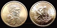 United States, 2009 AD., "Sacagawea Dollar" Native American - Spread of Three Sisters Agriculture issue, Philadelphia mint, 1 Dollar, KM 467.
