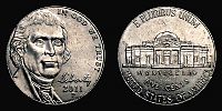 United States, 2011 AD., Philadelphia mint, 5 Cents, KM 381.