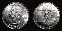 United States, 1999 AD., Philadelphia mint, ¼ Dollar, Pennsylvania State commemorative, KM 294.