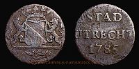 1785 AD., Dutch Republic, Utrecht (city), Duit, KM 91.