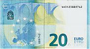 European Union, European Central Bank, Pick 22v. 20 Euro, 2015 AD., Printer: FÃ¡brica Nacional de Moneda y Timbre, Madrid, Spain, V005D2-VA3123889742 Reverse 