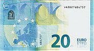 European Union, European Central Bank, Pick 22v. 20 Euro, 2015 AD., Printer: FÃ¡brica Nacional de Moneda y Timbre, Madrid, Spain, V005H3-VA2827684757 Reverse 
