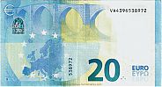 European Union, European Central Bank, Pick 22v. 20 Euro, 2015 AD., Printer: FÃ¡brica Nacional de Moneda y Timbre, Madrid, Spain, V006G4-VA4396538972 Reverse 