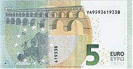 European Union, European Central Bank, Pick 20v. 5 Euro, 2013 AD. Printer: FÃ¡brica Nacional de Moneda y Timbre, Madrid, Spain, V006I1-VA9593619338 Reverse 