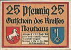 1921 AD., Germany, Weimar Republic, Neuhaus an der Oste, Kreis, Notgeld, collector series issue, 25 Pfennig, Grabowski/Mehl 947.1-2/3. Obverse 