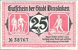 1920 AD., Germany, Weimar Republic, Dinslaken, Stadt, Notgeld, currency issue, 25 Pfennig, Tieste 1395.05.02.2. 38767 Reverse 