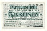 1920 AD., Austria, 1st Republic, Wien, Stadtgemeinde, Notgeld, currency issue, 5 Kronen, Kodnar/Künstner 1183-Ia. 45 021,185 Obverse 