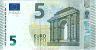 European Union, European Central Bank, Pick 20w. 5 Euro, 2017-2018 AD. Printer: Giesecke & Devrient, Leipzig, Germany, WA0853274161-W001F2 Obverse