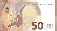 European Union, European Central Bank, Pick 23w. 50 Euro, 2017 AD., Printer: Giesecke & Devrient, Leipzig, Germany, W013E1-WB3746799081 Reverse 