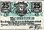 1920 AD., Germany, Weimar Republic, Hanau (town), Notgeld, currency issue, 25 Pfennig, Grabowski H11.4d. 035739 Obverse 
