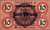 1919 AD., Germany, Weimar Republic, RÃ¼desheim (Rheingaukreis), Notgeld, currency issue, 10 Pfennig, Grabowski R28.3. 057404 Obverse 